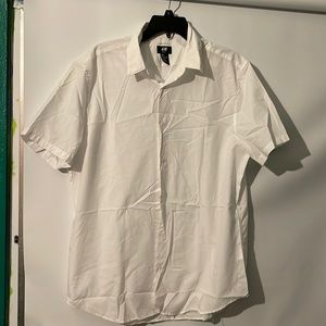 H&M short sleeves bottom down shirt L White easy iron